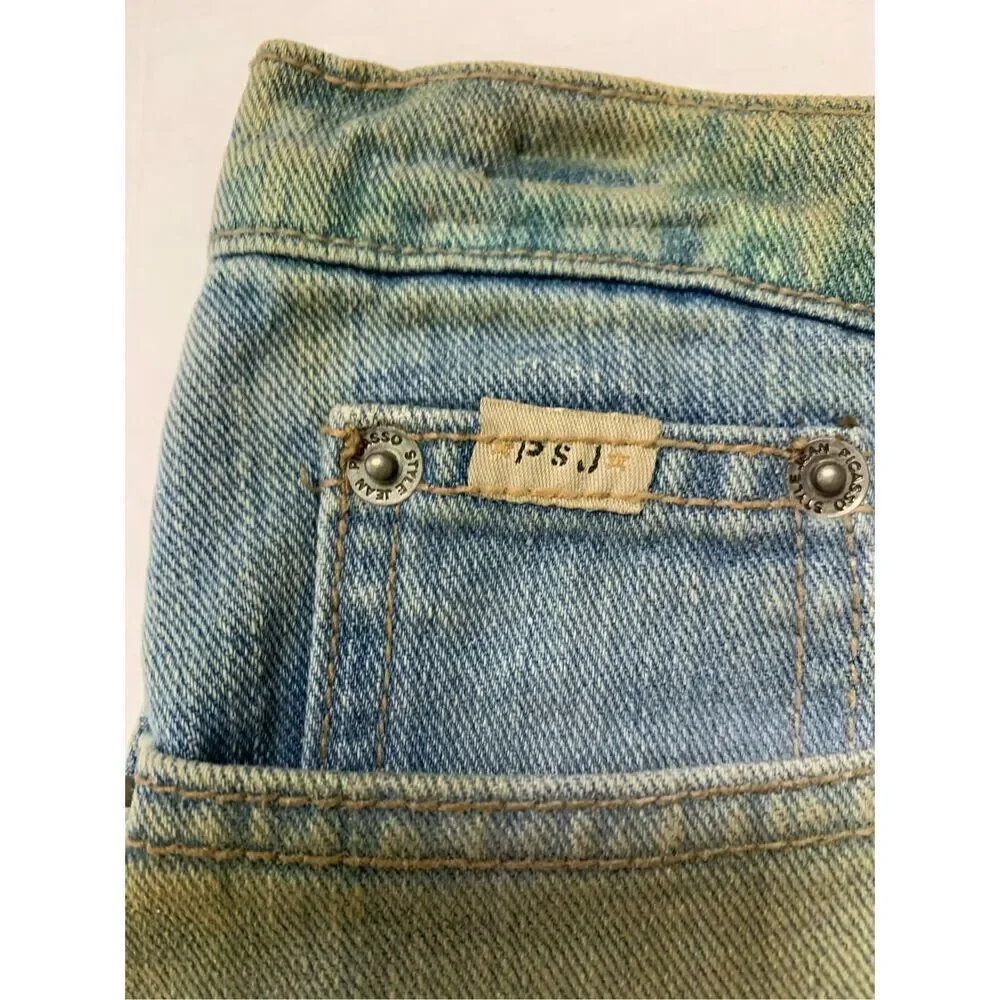 Distressed Worn Look Denim Skirt